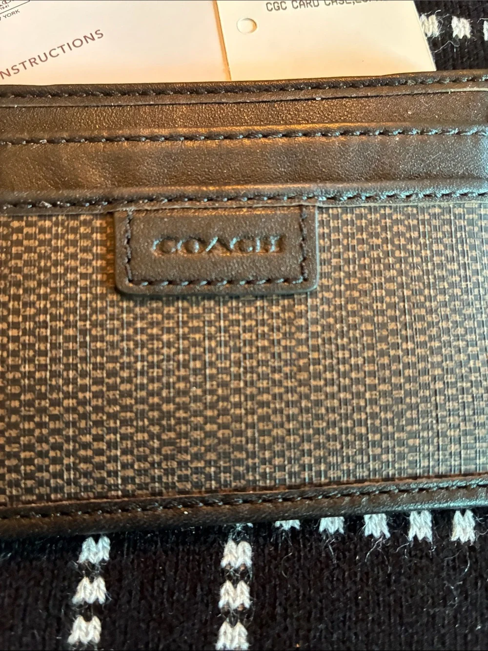 Coach Men’s Espresso Textured Leather Card Holder Case Black/Brown F74814